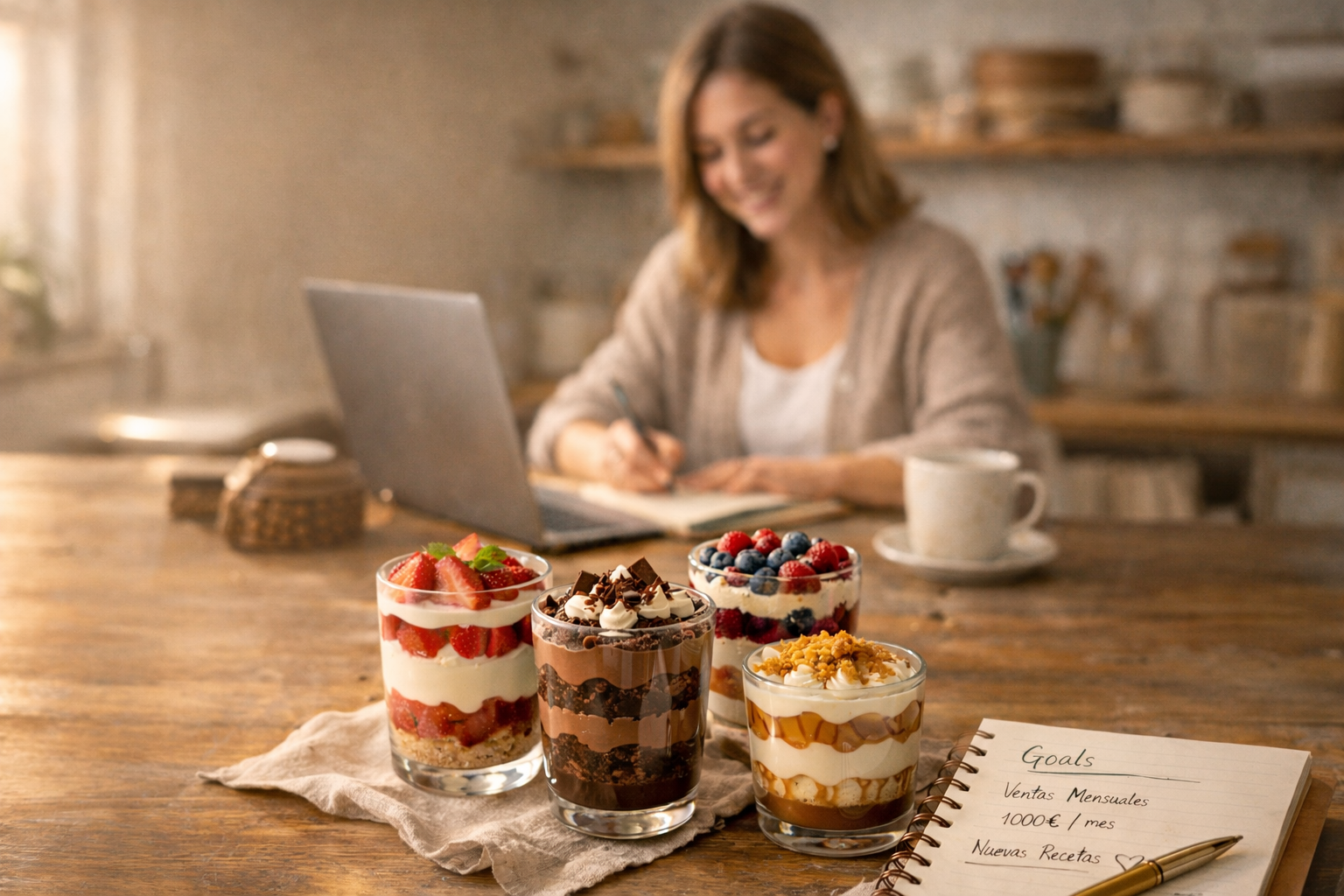 Repostera emprendedora trabajando con sus creaciones